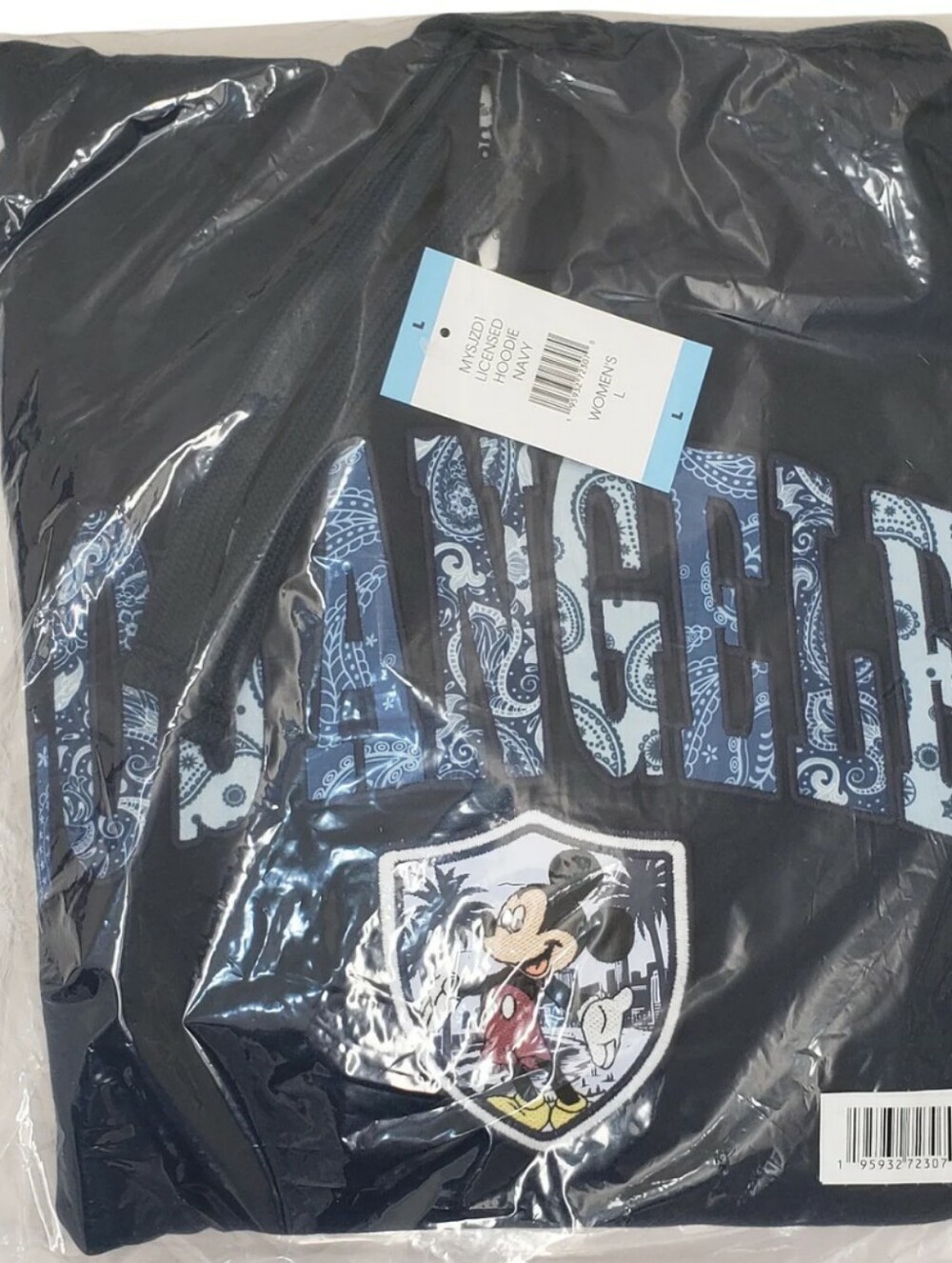 Character Women's Patchwork Destination Hoodie Los Angeles Mickey NWT
